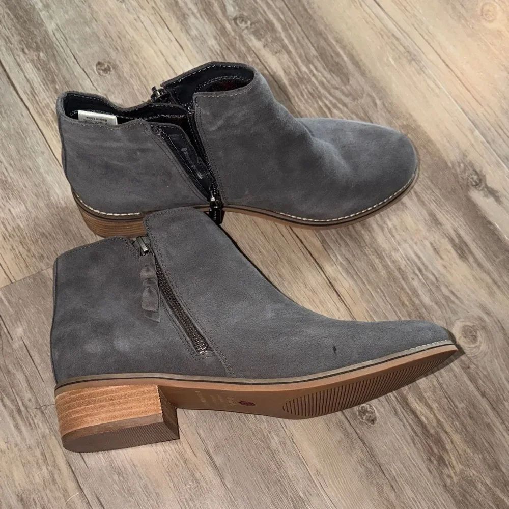 Blondo Gray Suede Side-Zip Ankle Booties